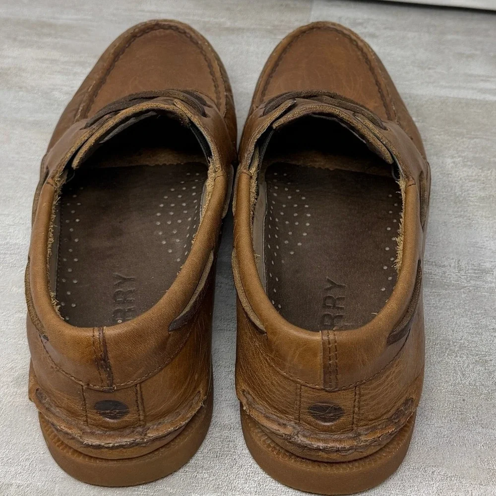 Sperry Top-Sider Mens Brown Leather Boat Shoes STS24957 Size 8 Classic Nautical